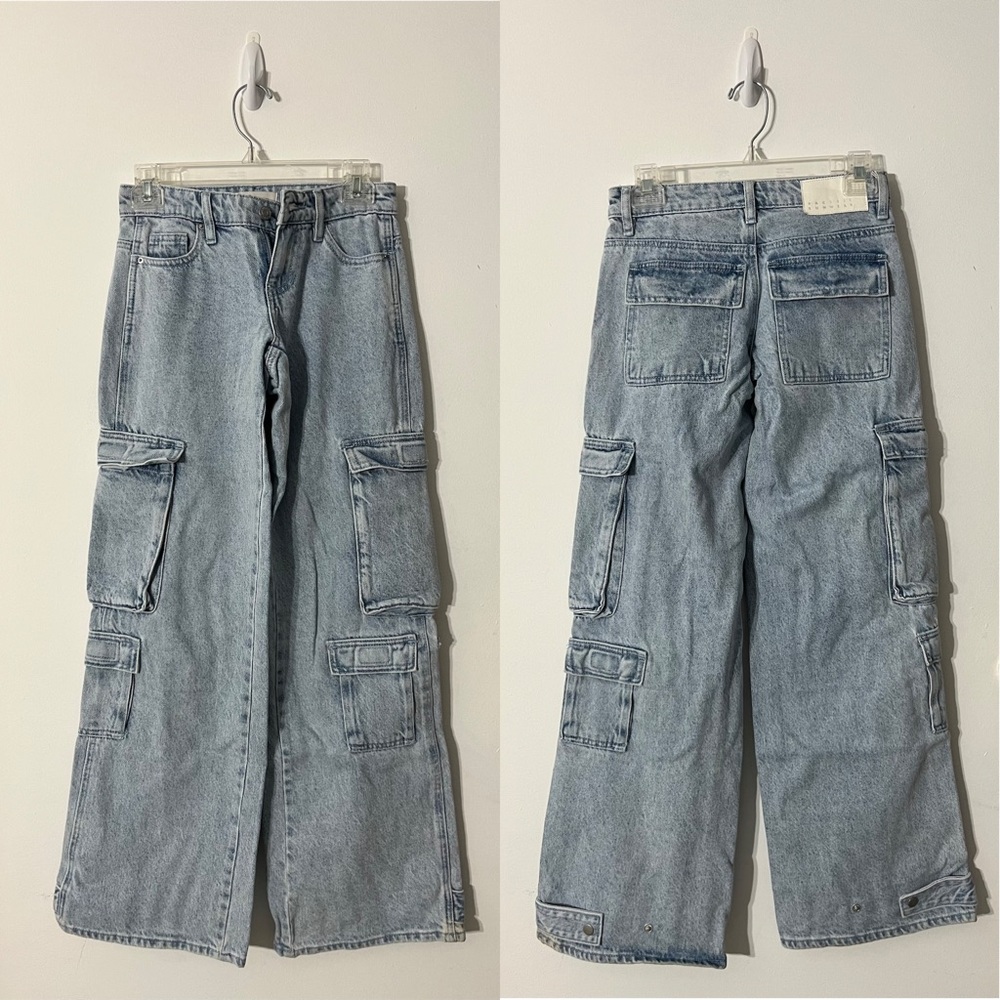 Pacsun Low Rise Baggy Cargo Jeans Light Wash